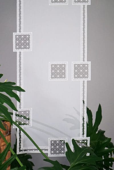 Moderne Scheibengardine Flächenvorhang aus Plauener Spitze 40x140 cm