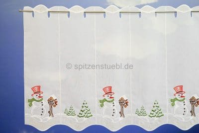 Scheibengardine Weihnachtsgardine Wintergardine aus Plauener Spitze