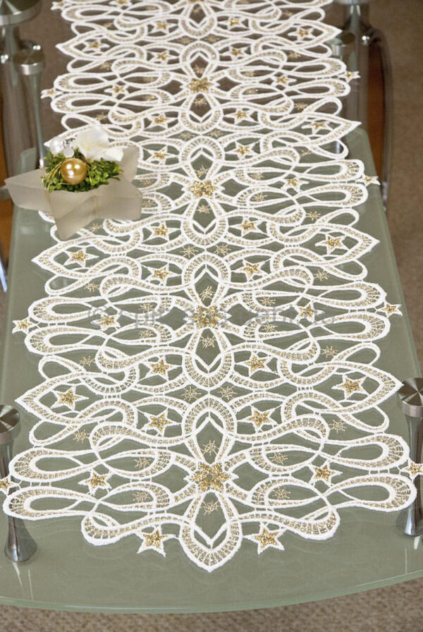 Tischband Weihnachten Plauener Spitze Weihnachtstischbänder