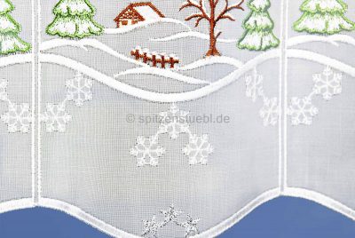Scheibengardinen winterliche Kurzgardine aus Plauener Spitze