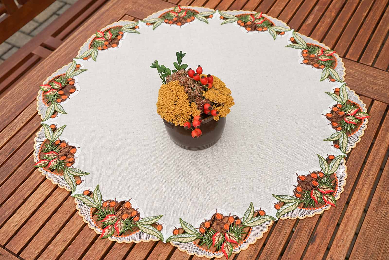 Tischdecke Herbst 70 cm rund online kaufen aus Plauener Spitze