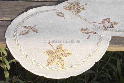 Gestickte Tischdecken Plauener Spitze Deckchen Herbst 30cm