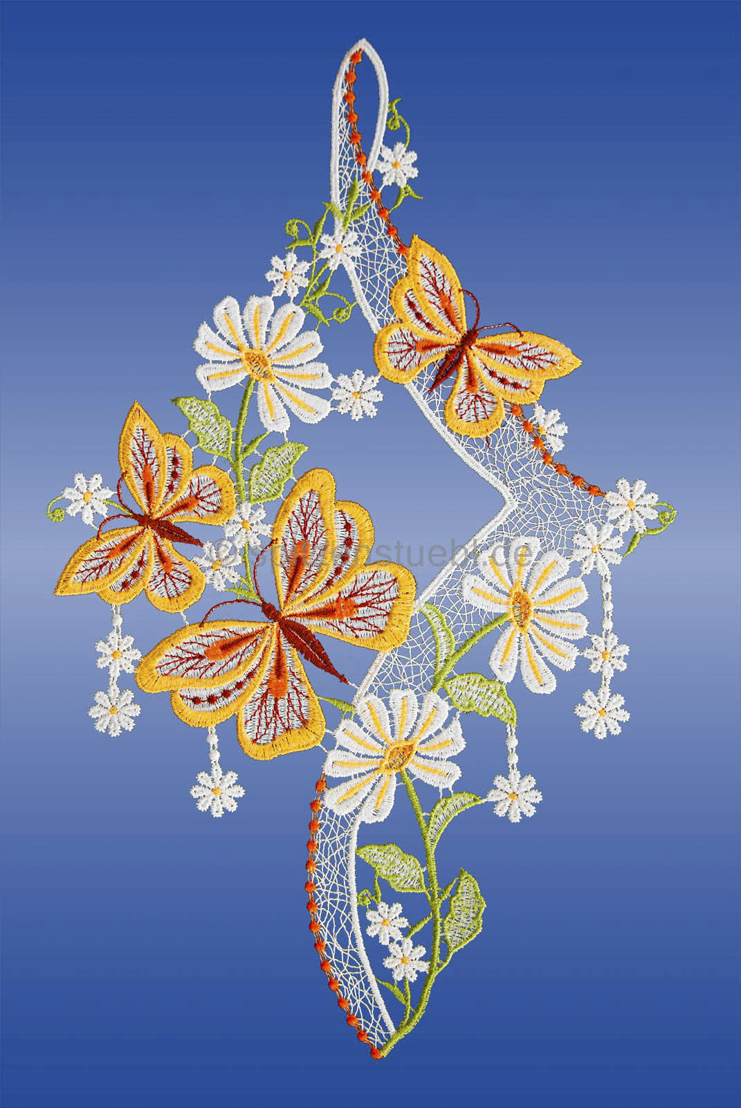 Plauener Spitze Fensterbild Schmetterlinge mit Margeriten online