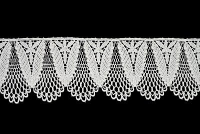Spitzenborte für Kleid Spitzenband Meterware Baumwollspitze weiß 8 cm