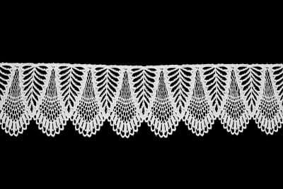 Spitzenborte Spitzenband Meterware Baumwollspitze weiß 8 cm