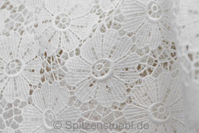 Plauener Spitze Spitzenstoff Baumwolle Meterware Brautkleid weiß