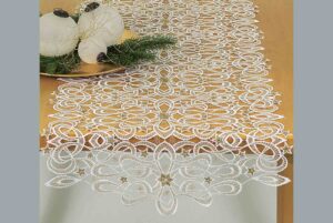 Plauener Spitze Tischband zu Weihnachten Sternenzauber gold 40 cm