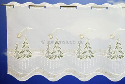 kurzgardine weihnachten tannen im schnee 41x80 cm